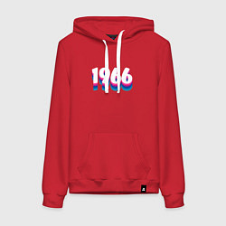Толстовка-худи хлопковая женская Made in 1966 vintage art, цвет: красный