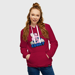 Толстовка-худи хлопковая женская Cooky BT21 Jungkook, цвет: маджента — фото 2