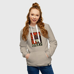 Толстовка-худи хлопковая женская Obey frog, цвет: миндальный — фото 2