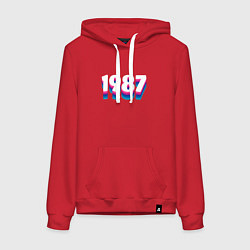 Толстовка-худи хлопковая женская Made in 1987 vintage art, цвет: красный