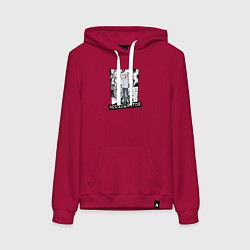 Толстовка-худи хлопковая женская Акселератор на фоне манги, цвет: маджента