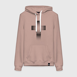 Толстовка-худи хлопковая женская Крест православный, цвет: пыльно-розовый