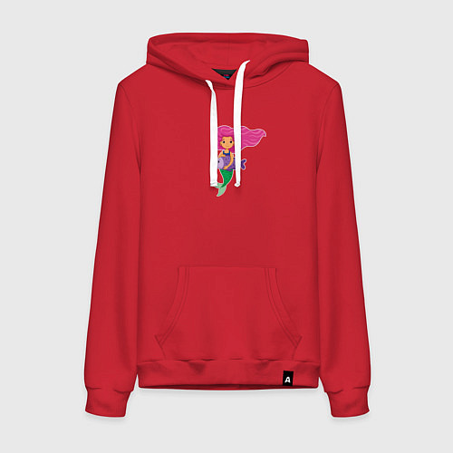 Женская толстовка-худи Русалочка с рыбкой / Красный – фото 1