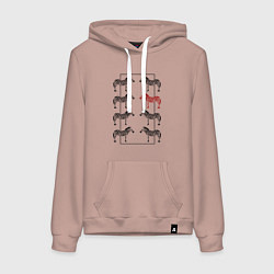 Толстовка-худи хлопковая женская Зебры в прямоугольнике минимализм, цвет: пыльно-розовый