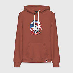 Толстовка-худи хлопковая женская American freedom, цвет: кирпичный