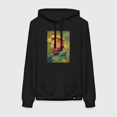 Женская толстовка-худи Abstract Vincent van Gogh - surrealism self-portra / Черный – фото 1