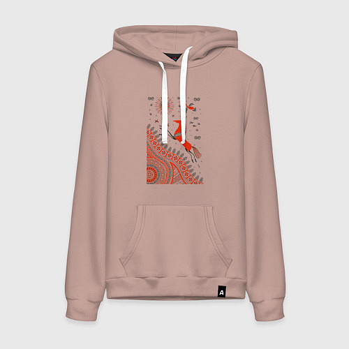 Женская толстовка-худи Мезенский конь / Пыльно-розовый – фото 1