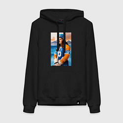 Толстовка-худи хлопковая женская Мона Лиза - крайний нападающий, цвет: черный