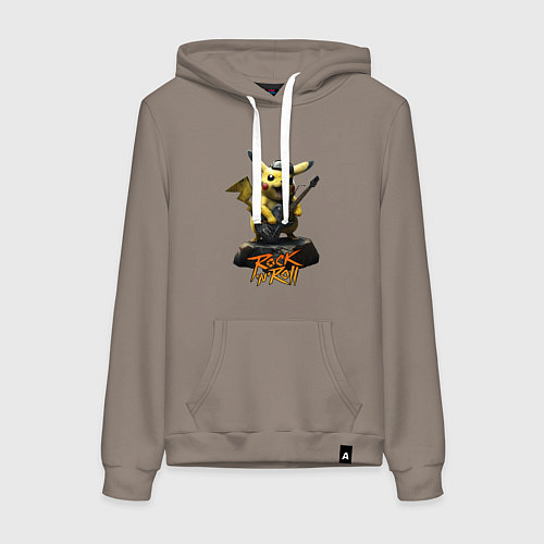 Женская толстовка-худи Пикачу рокер с гитарой / Утренний латте – фото 1