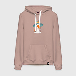 Толстовка-худи хлопковая женская Гусь в шляпе, цвет: пыльно-розовый