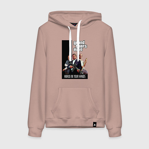 Женская толстовка-худи Майкл, Франклин, Тревор из GTA / Пыльно-розовый – фото 1