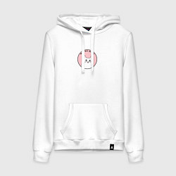 Толстовка-худи хлопковая женская Котик - мне все равно, цвет: белый