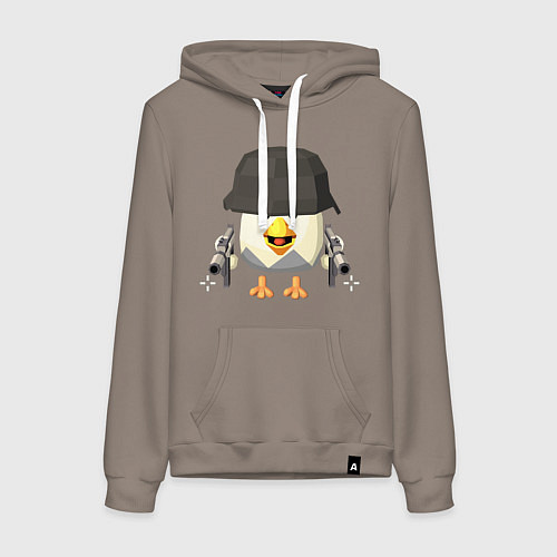 Женская толстовка-худи Chicken Gun в каске / Утренний латте – фото 1