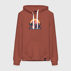 Толстовка-худи хлопковая женская Волейбол моя страсть, цвет: кирпичный