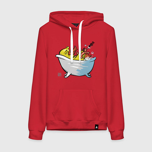 Женская толстовка-худи Уточка в ванне / Красный – фото 1