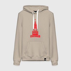Толстовка-худи хлопковая женская Kremlin Moscow, цвет: миндальный