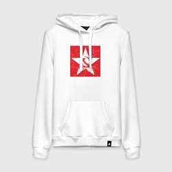 Толстовка-худи хлопковая женская Star USSR, цвет: белый