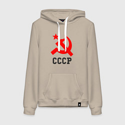 Толстовка-худи хлопковая женская СССР стиль, цвет: миндальный