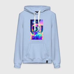 Толстовка-худи хлопковая женская Девчонка бравый космонавт - нейросеть, цвет: мягкое небо