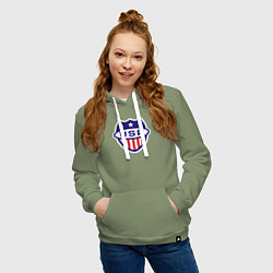 Толстовка-худи хлопковая женская Shield USA, цвет: авокадо — фото 2