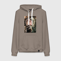 Толстовка-худи хлопковая женская Ким ТеХён, цвет: утренний латте