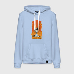 Толстовка-худи хлопковая женская This is fine meme, цвет: мягкое небо