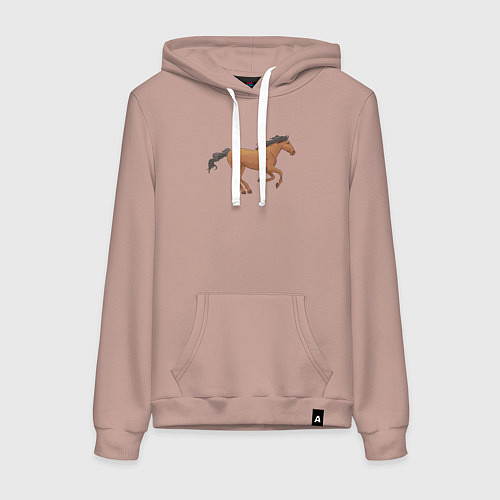 Женская толстовка-худи Мустанг лошадка / Пыльно-розовый – фото 1