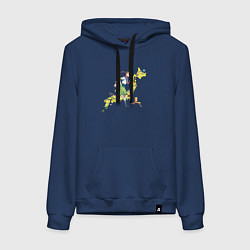 Толстовка-худи хлопковая женская Судзумэ бежит по Японии, цвет: тёмно-синий