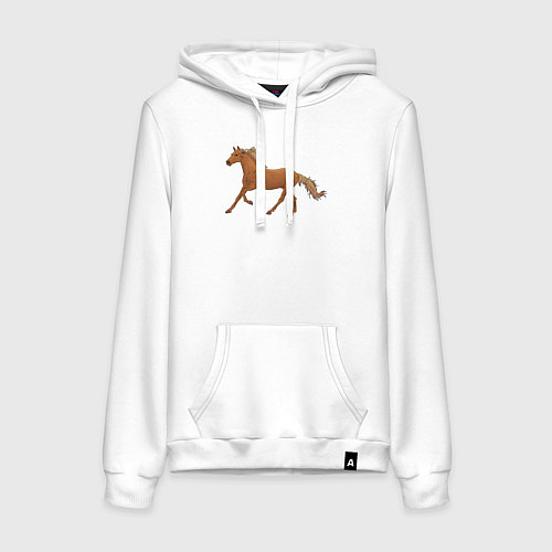 Женская толстовка-худи Конь бежит / Белый – фото 1