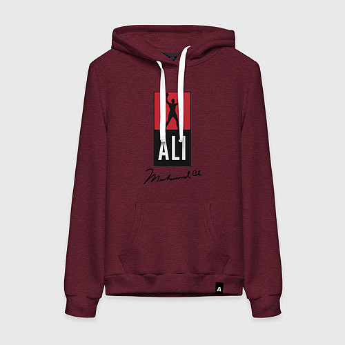 Женская толстовка-худи Muhammad Ali boxer / Меланж-бордовый – фото 1