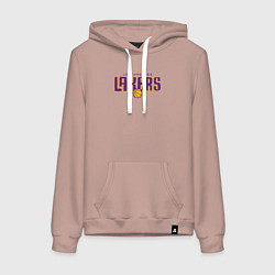 Толстовка-худи хлопковая женская Team Lakers, цвет: пыльно-розовый