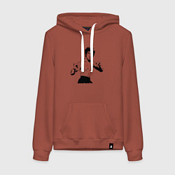 Толстовка-худи хлопковая женская Брюс Ли в крови, цвет: кирпичный
