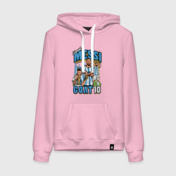 Толстовка-худи хлопковая женская Лионель Месси Аргентина 10, цвет: светло-розовый