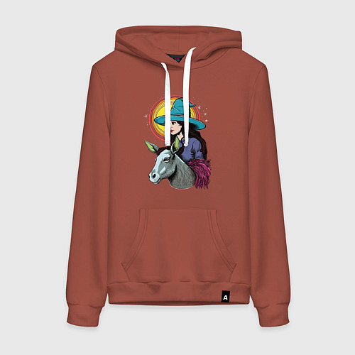Женская толстовка-худи Ведьма и осел comic style / Кирпичный – фото 1