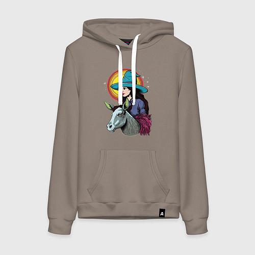 Женская толстовка-худи Ведьма и осел comic style / Утренний латте – фото 1