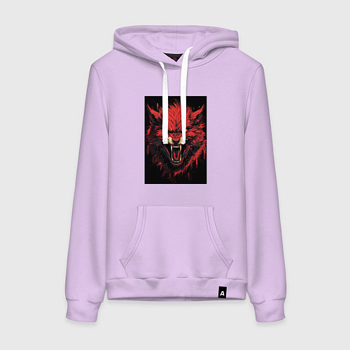 Женская толстовка-худи Красный волк / Лаванда – фото 1