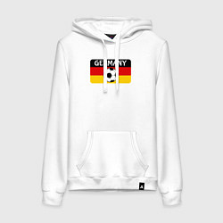Толстовка-худи хлопковая женская Football Germany, цвет: белый