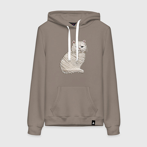 Женская толстовка-худи Вышивка Кот / Утренний латте – фото 1