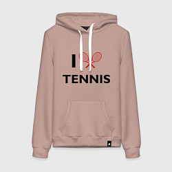 Толстовка-худи хлопковая женская I Love Tennis, цвет: пыльно-розовый