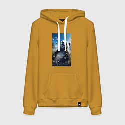 Толстовка-худи хлопковая женская Счастливая панда, цвет: горчичный