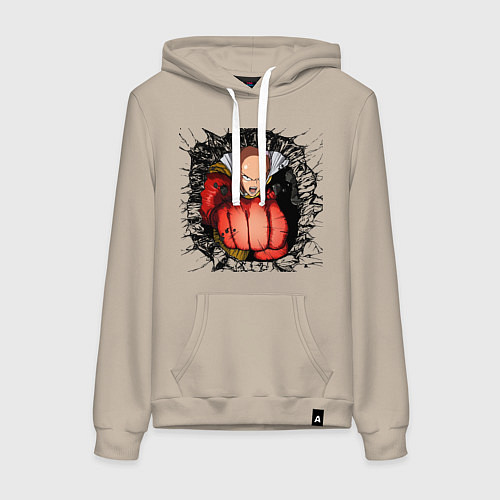 Женская толстовка-худи Saitama hole / Миндальный – фото 1