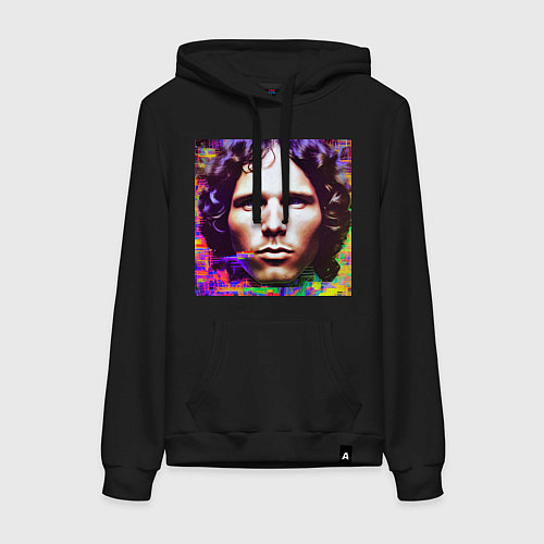 Женская толстовка-худи Jim Morrison Glitch 25 Digital Art / Черный – фото 1