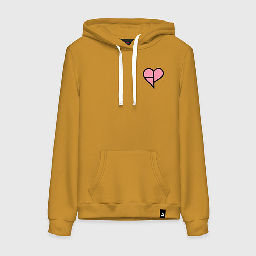 Женская толстовка-худи Сердечко BlackPink - мини / Горчичный – фото 1