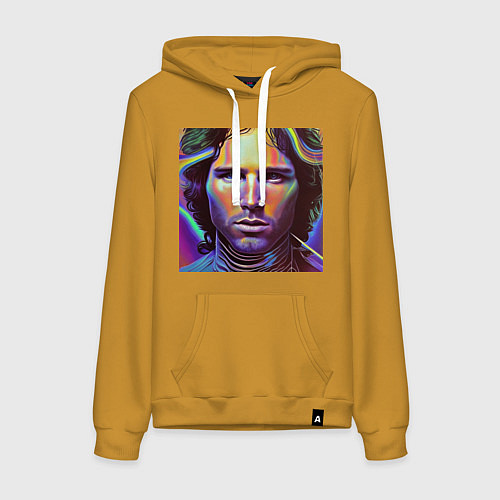 Женская толстовка-худи Jim Morrison neon portrait art / Горчичный – фото 1