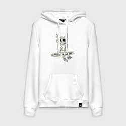 Толстовка-худи хлопковая женская Серебряная сова на кольце, цвет: белый