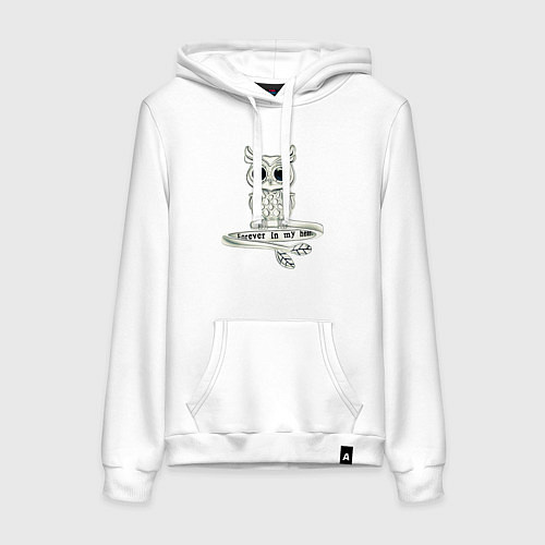 Женская толстовка-худи Серебряная сова на кольце / Белый – фото 1