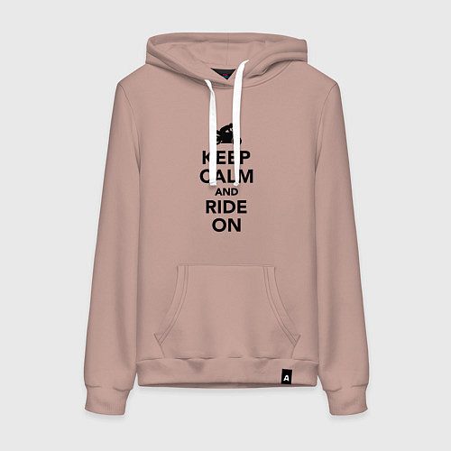 Женская толстовка-худи Keep calm and ride on / Пыльно-розовый – фото 1