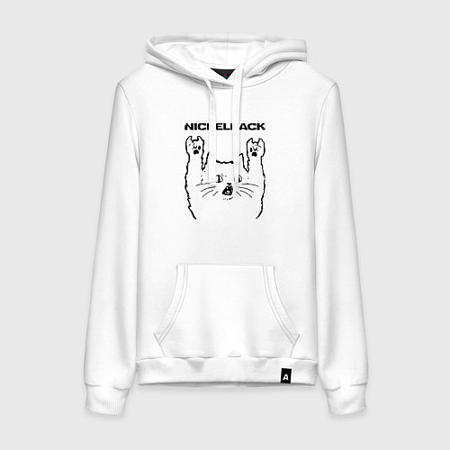 Женская толстовка-худи Nickelback - rock cat / Белый – фото 1