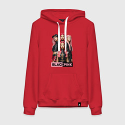 Толстовка-худи хлопковая женская Блэкпинк постер, цвет: красный