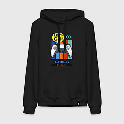 Толстовка-худи хлопковая женская Gamer by night, цвет: черный